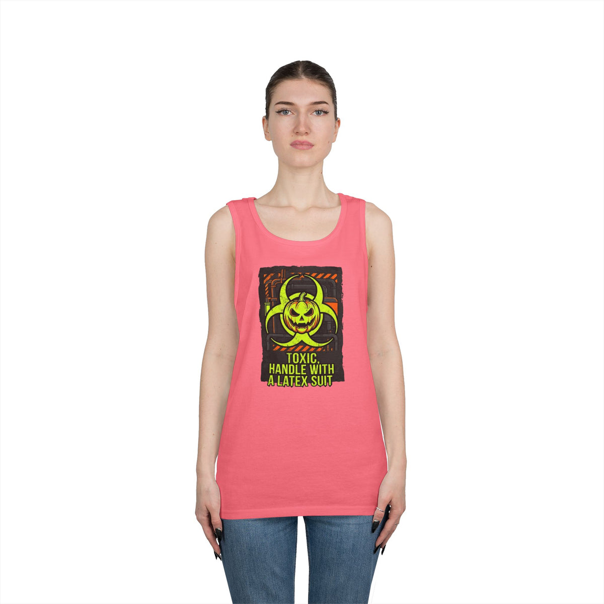 Color: Safety Pink | Toxic handle With Latex Tank Top