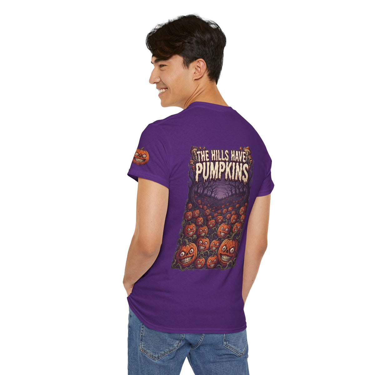 Color: Purple | The Hills Have Pumpkins Premium Graphic Tee