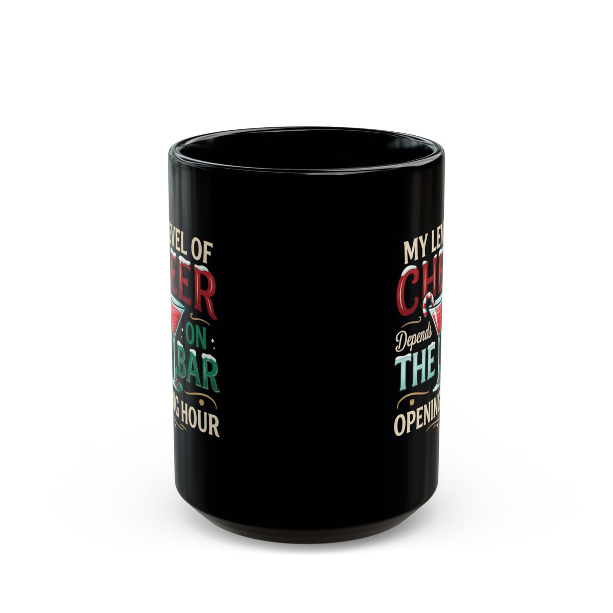 "Christmas Cheer" Black Ceramic Mug