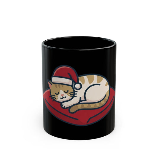 "Deck The Halls And Take A Nap" Black Ceramic Mug — Graphic