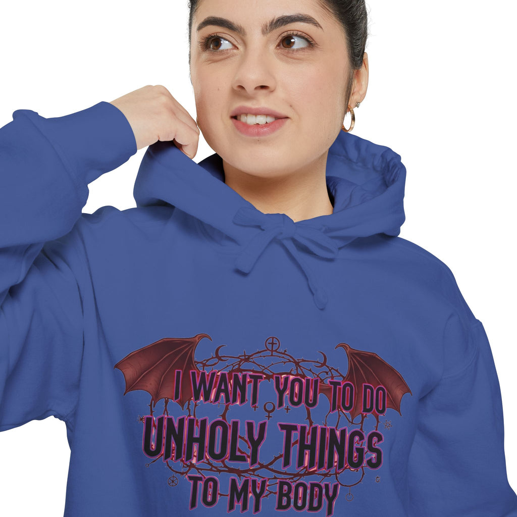 Unholy Things – Sin Responsibly | Garment-Dyed Hoodie — AttitudeShirts