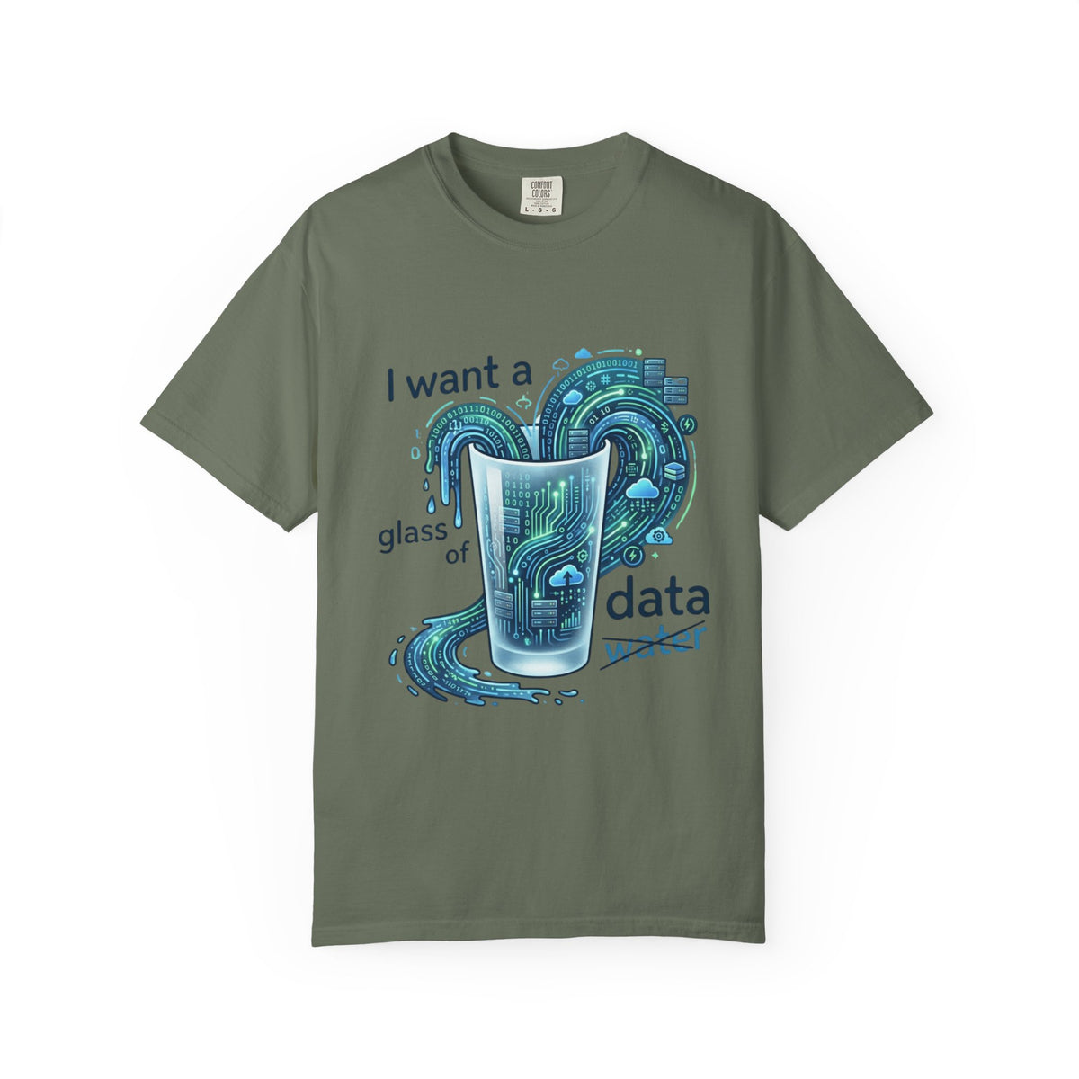 Color: Moss | Data Not Water Unisex Garment-Dyed Tee