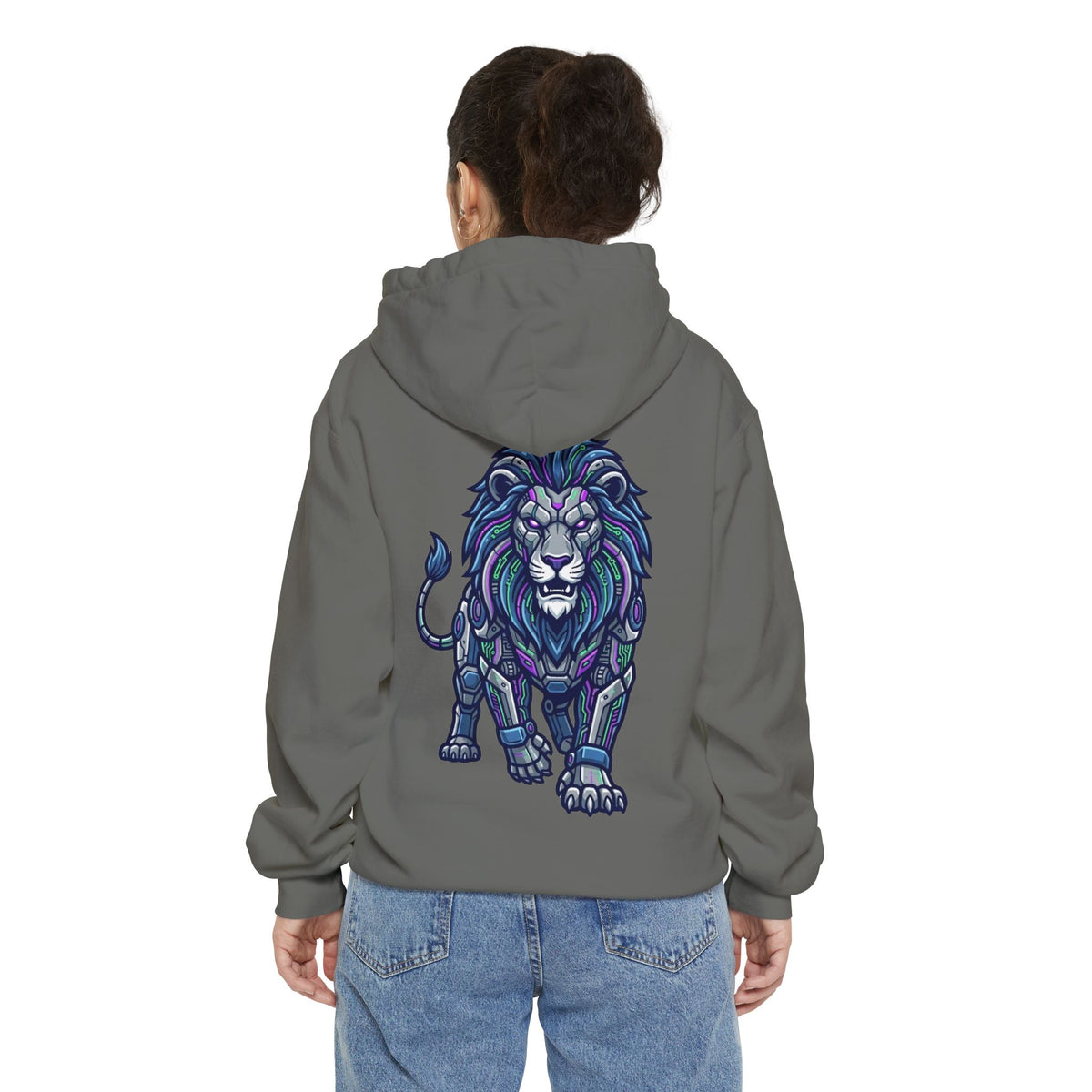 Color: Grey | Cyber Lion Garment-Dyed Hoodie