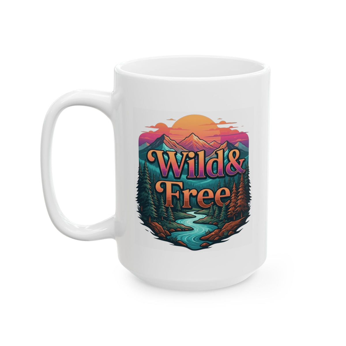 "Wild & Free" White Ceramic Mug