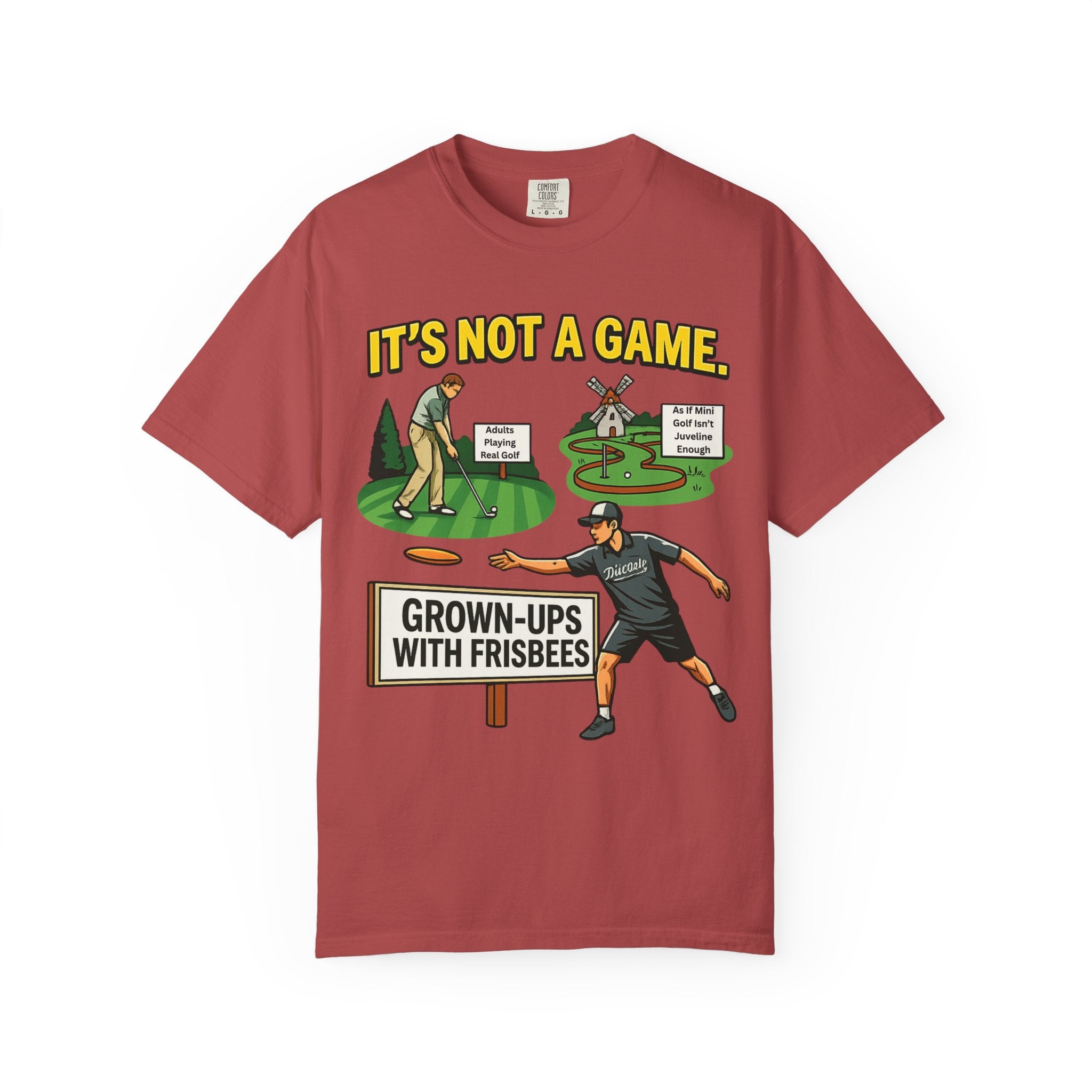 "Grown Ups With Frisbees" Unisex Garment-Dyed T-shirt