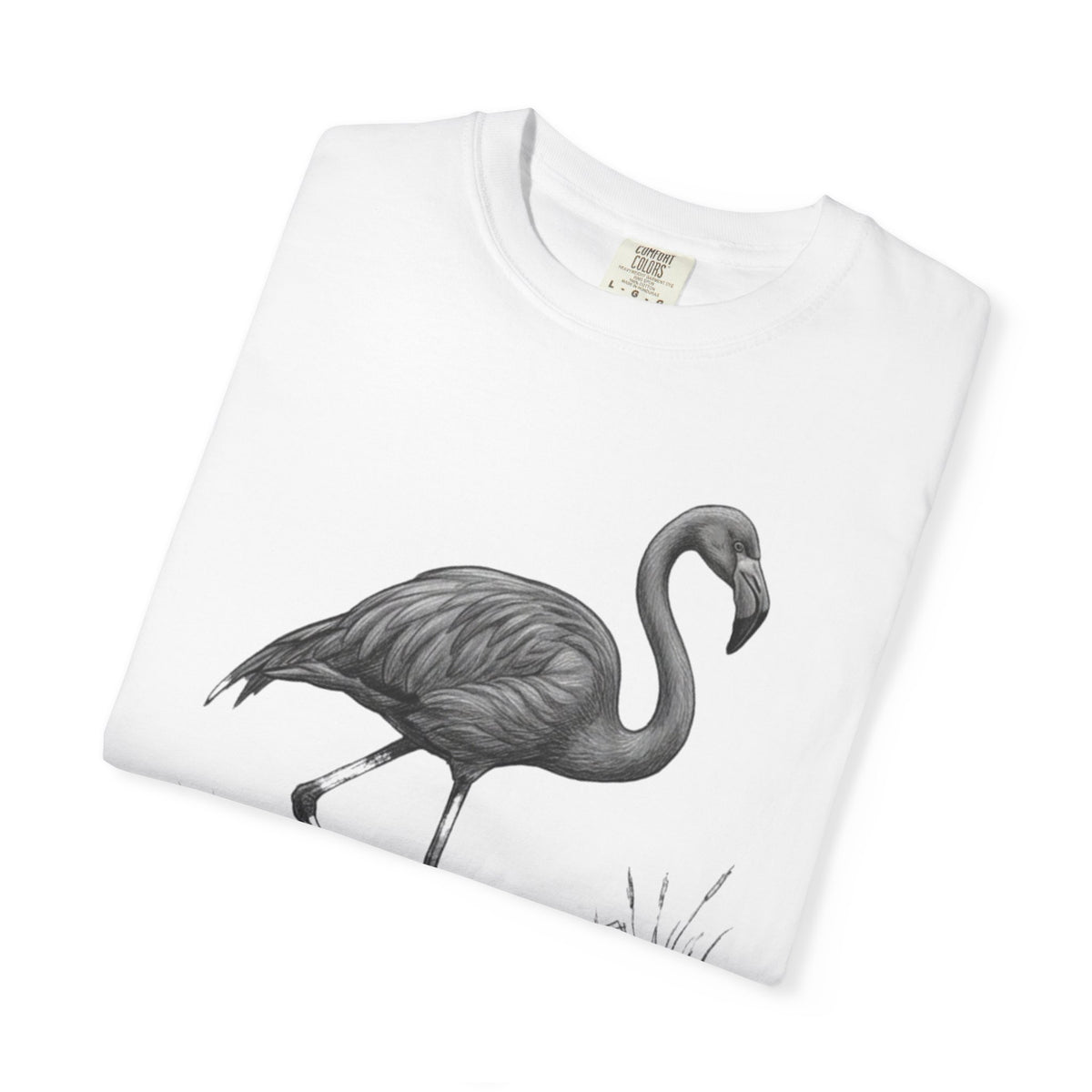 "Pencil Sketch Art Flamingo" Unisex Garment-Dyed Tee