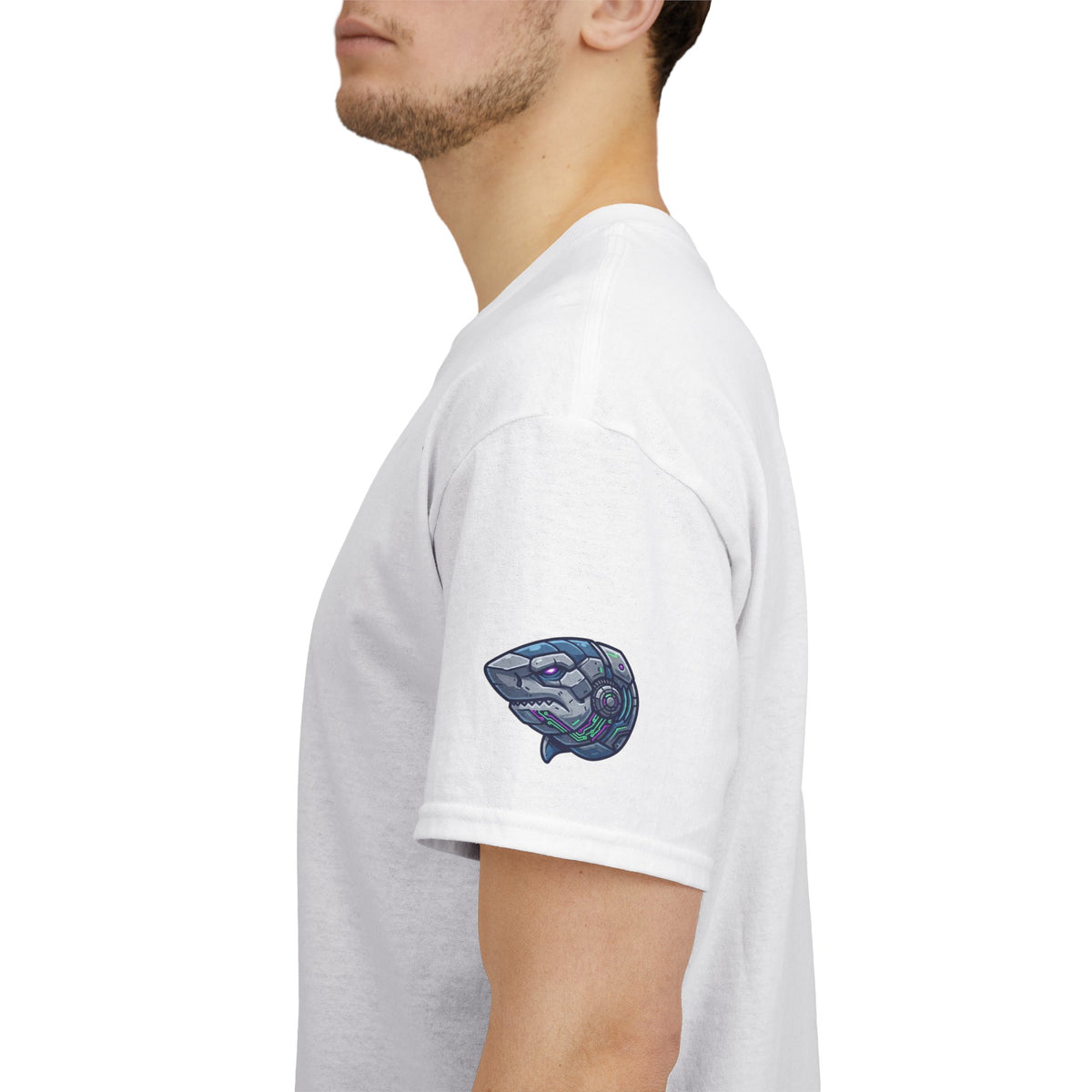 Color: White | Cyber Shark Premium Graphic Tee