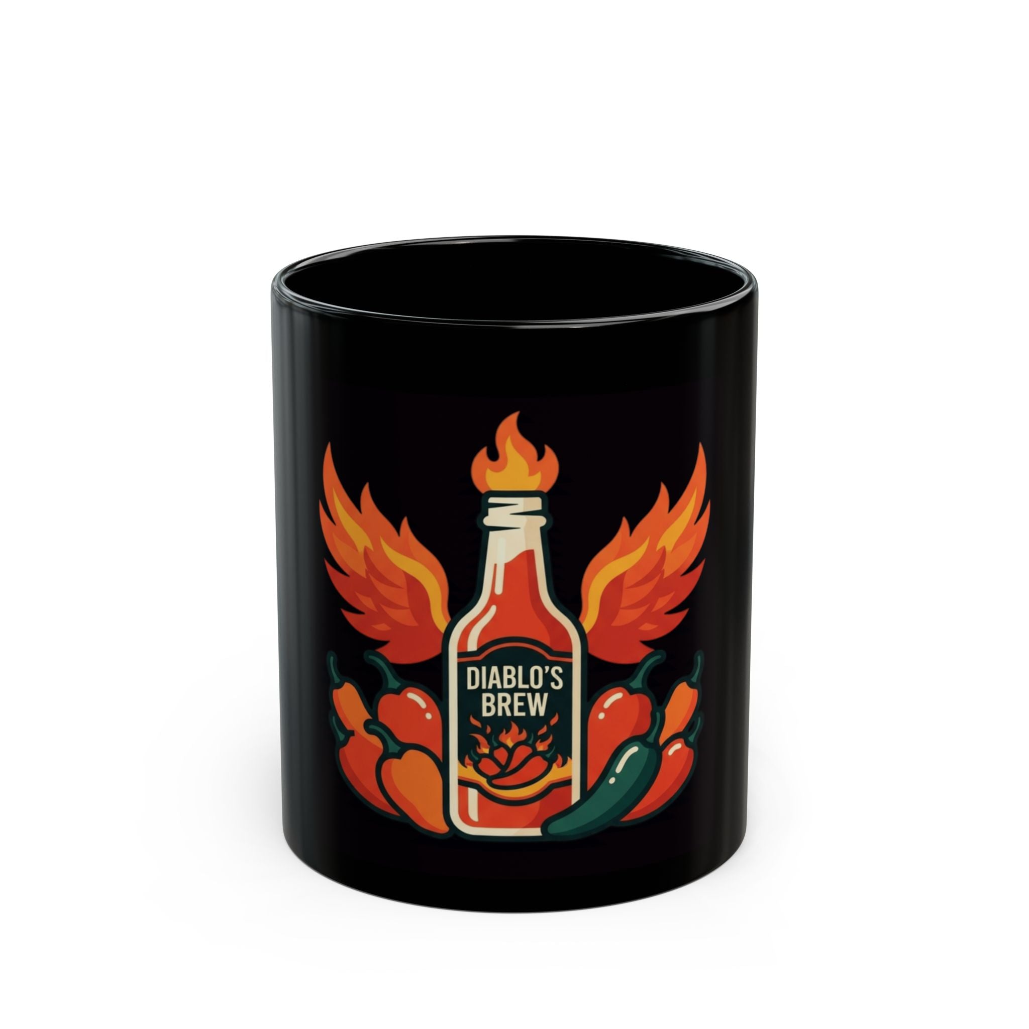 "Burns Coming Out" Black Ceramic Mug — Graphic