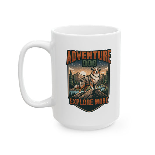 "Adventure Dog" White Ceramic Mug