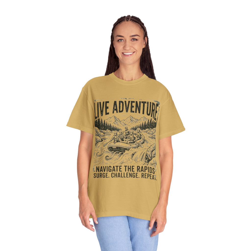 "Live Adventure - Rafting" Unisex Garment-Dyed Tee