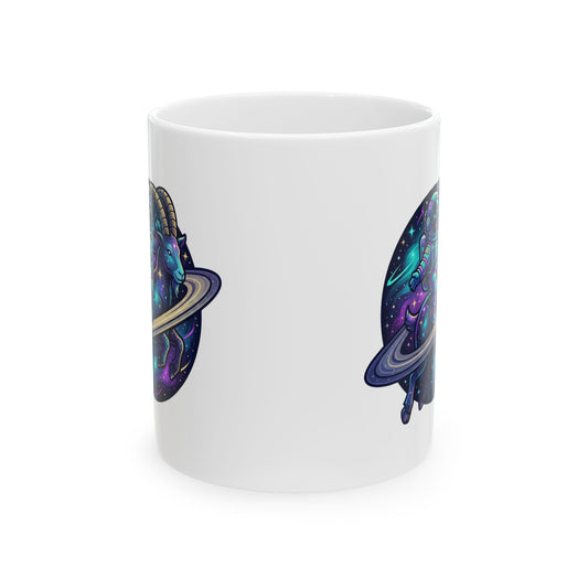 "Space Explorer Capricorn" White Ceramic Mug