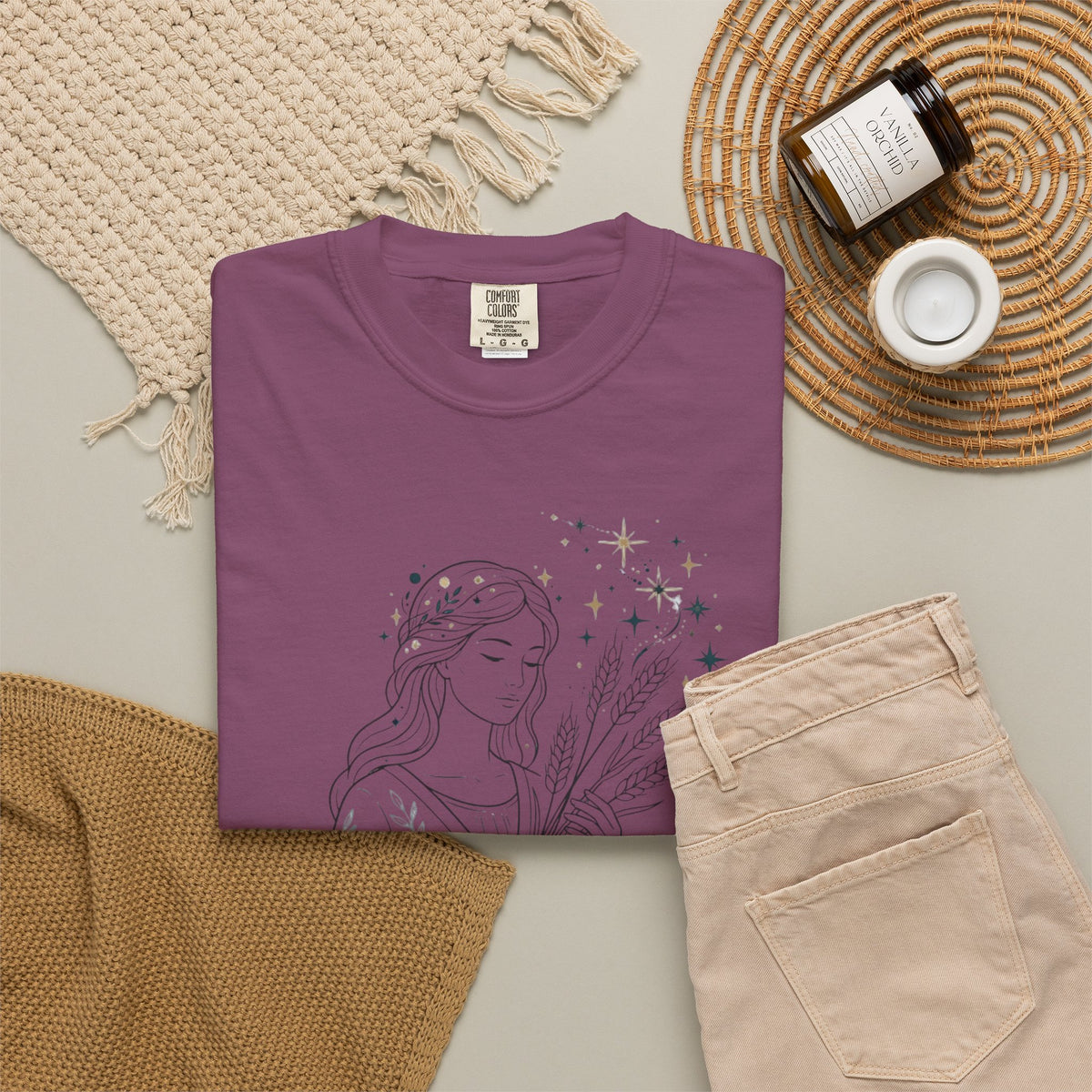 "Virgo The Wheat Maiden" Unisex Garment-Dyed Tee