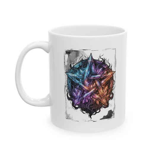 "Cosmic Spectrum Pentacle" White Ceramic Mug