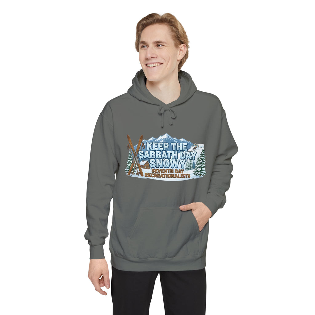 Ski Sabbath: My Church Has Powder | Garment-Dyed Hoodie — AttitudeShirts
