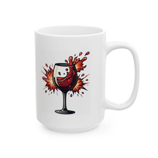 "Silent Night - Violent Wine Night" White Ceramic Mug — Graphic