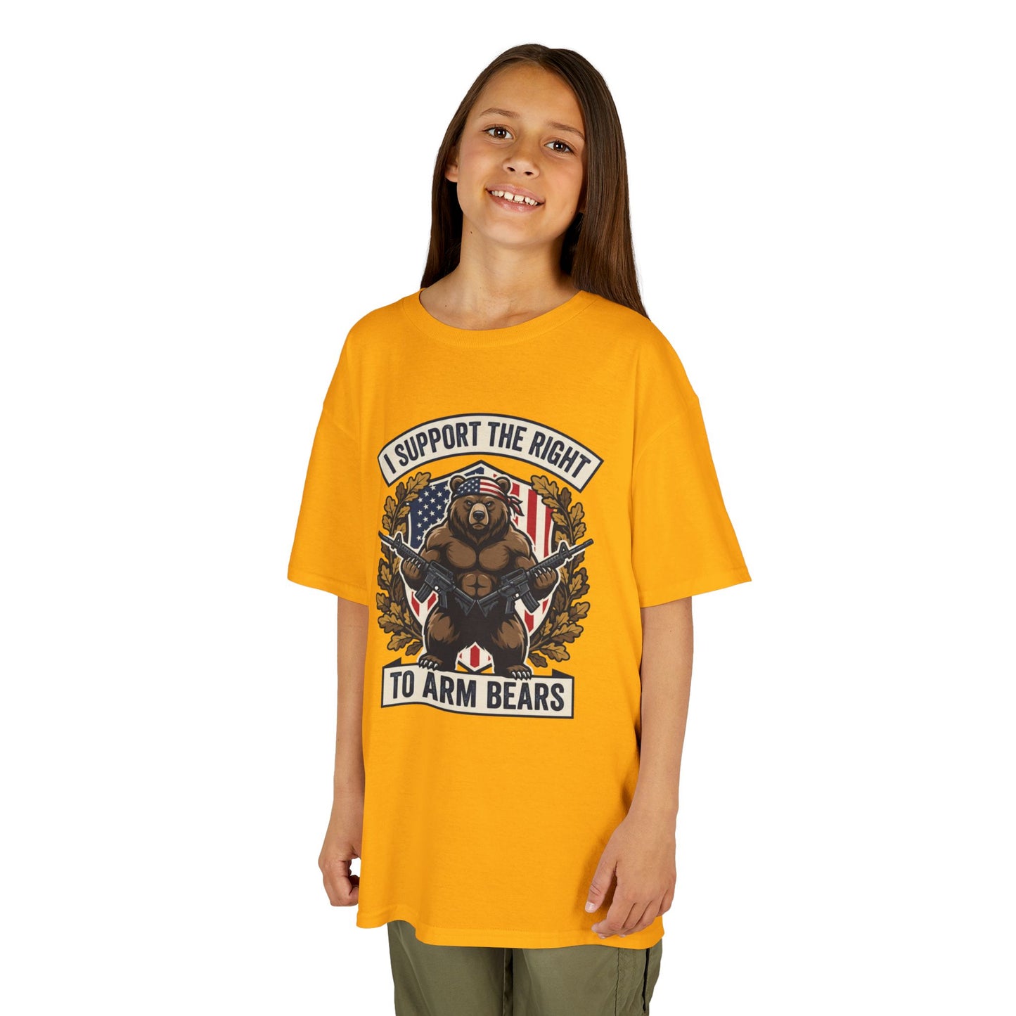 Kids T‑Shirt — "I Support The Right To Arm Bears" Patriotic Bear Graphic Tee