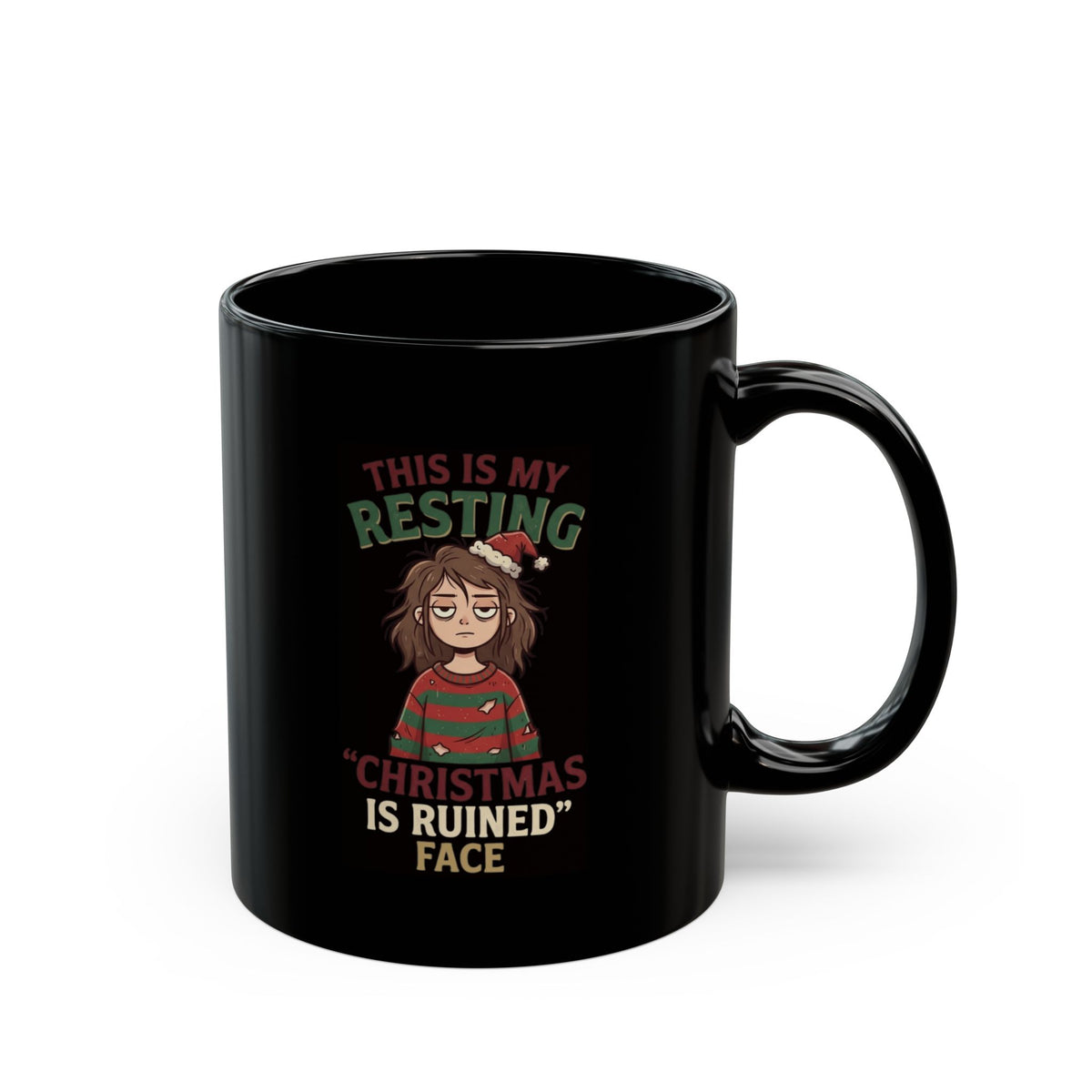 "Christmas Is Ruined" Black Ceramic Mug