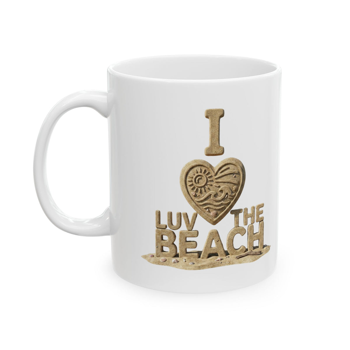 "I Luv The Beach" White Ceramic Mug