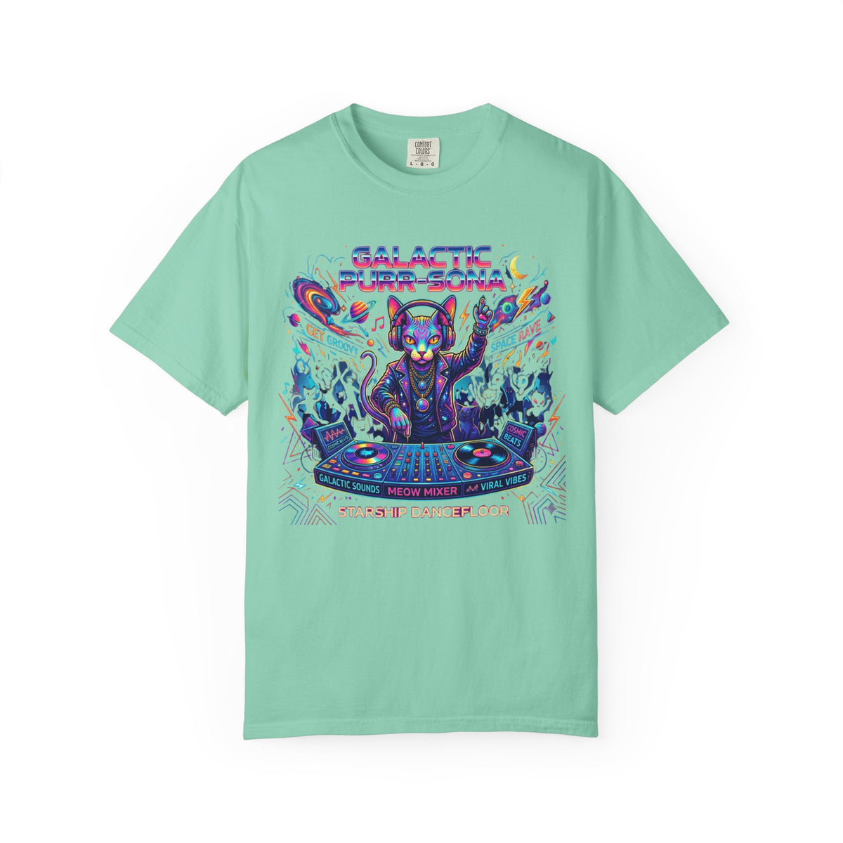 Color: Island Reef | Galactic Purr-Sona Unisex Garment-Dyed Tee