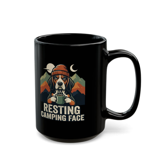 "Resting Camping Face" Black Ceramic Mug