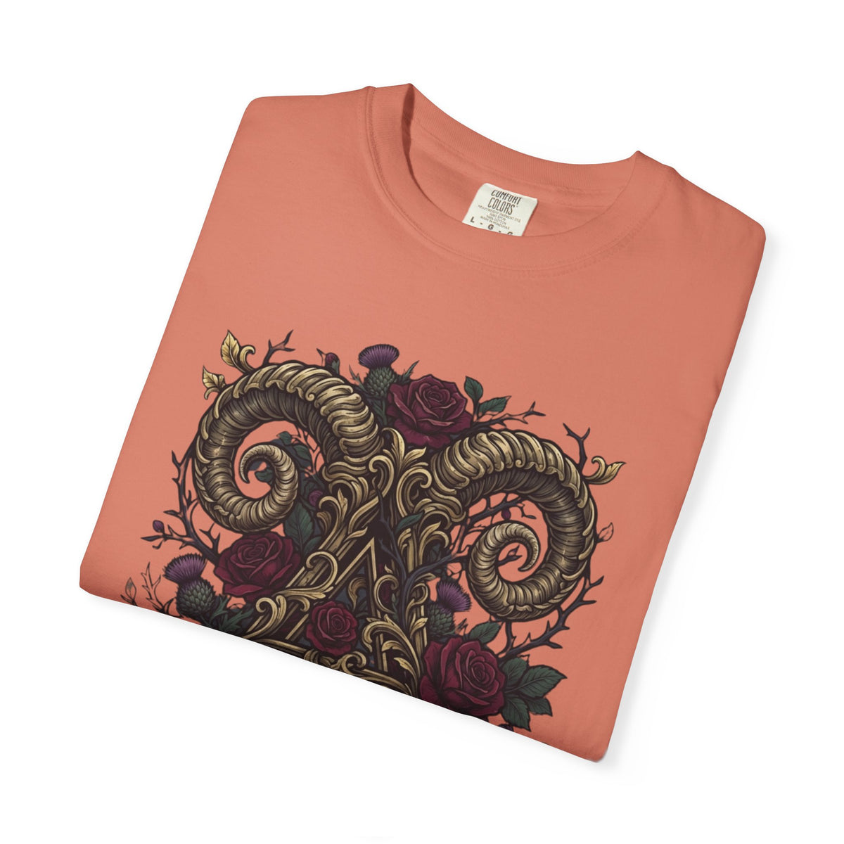 Floral Monogram Aries Unisex Garment-Dyed Tee