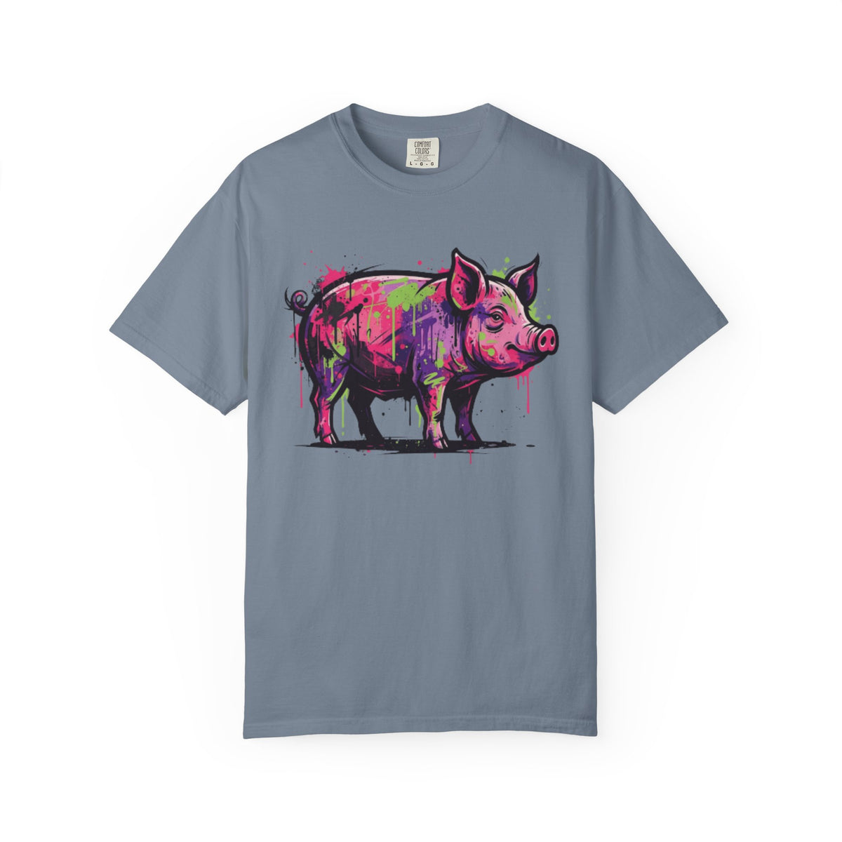 Color: Blue Jean | Barnyard Pig Unisex Garment-Dyed Tee