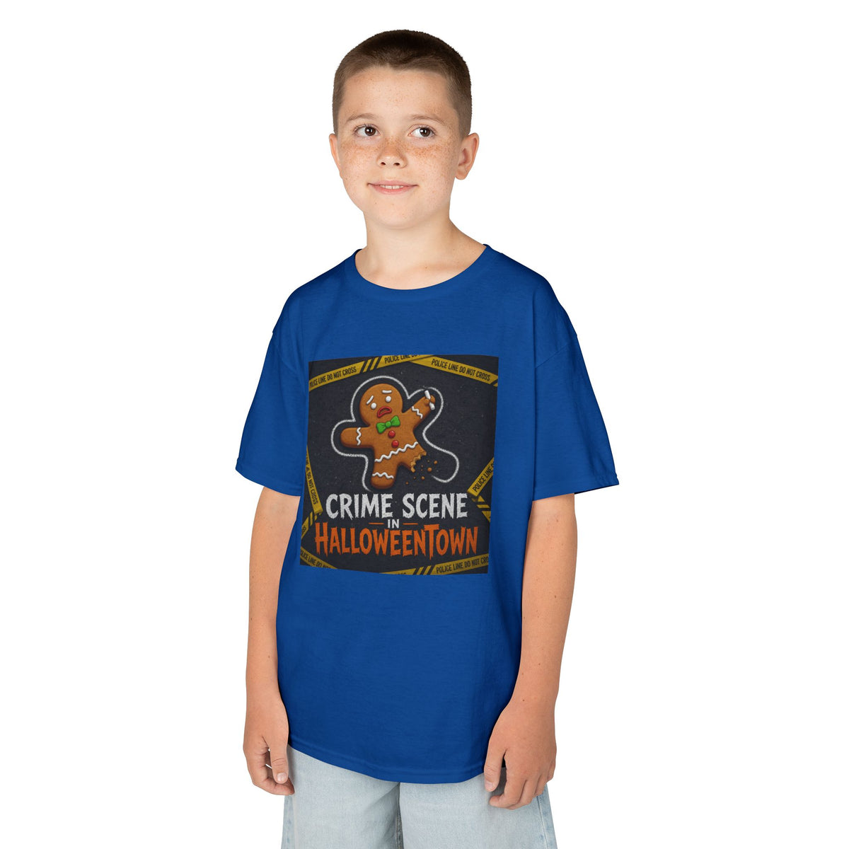 Color: Royal | Crime Scene in Halloweentown Kids Tee