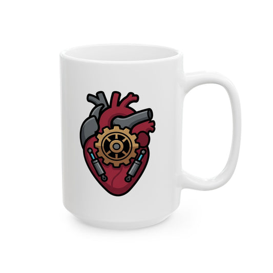 "Mechanical Heart" White Ceramic Mug — Graphic