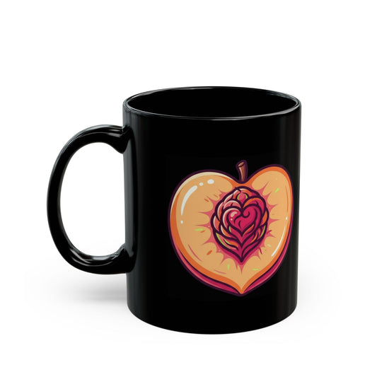 "Warm Sweet Juicy" Black Ceramic Mug — Graphic