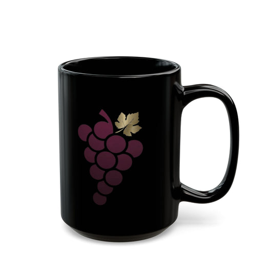 "Grateful for the Carbernet" Black Ceramic Mug — Graphic