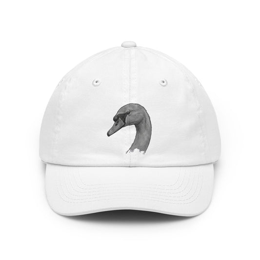 Color: White | Pencil Sketch Art Swan Dad Hat — Graphic