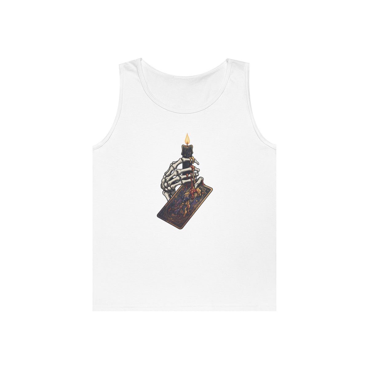 Color: White | Skeletal Hand And Tarot Card Tank Top