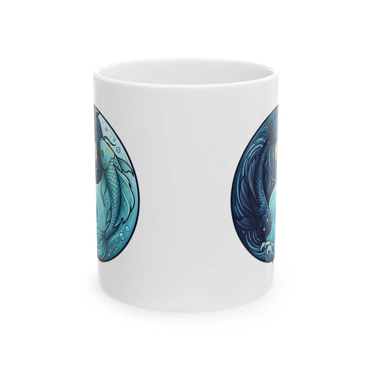 "Yin Yang Pisces" White Ceramic Mug
