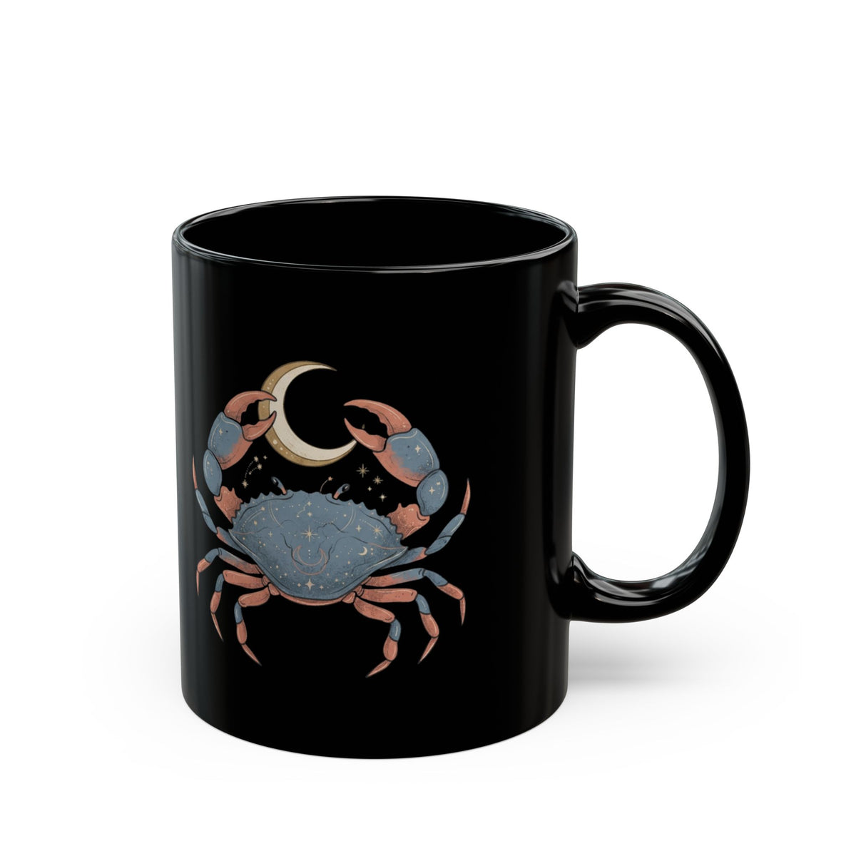 "Cancer The Moon Child Crab" Black Ceramic Mug