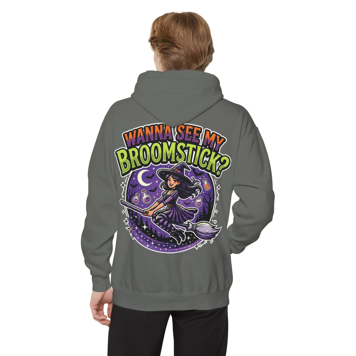 Color: Grey | Wanna See My Broomstick Garment-Dyed Hoodie