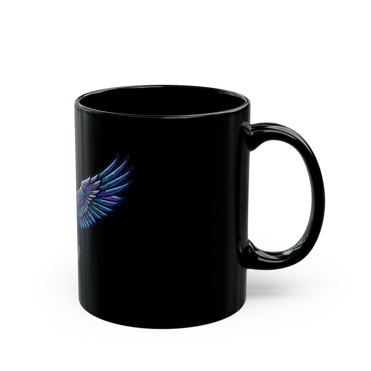 "Cyber Falcon" Black Ceramic Mug