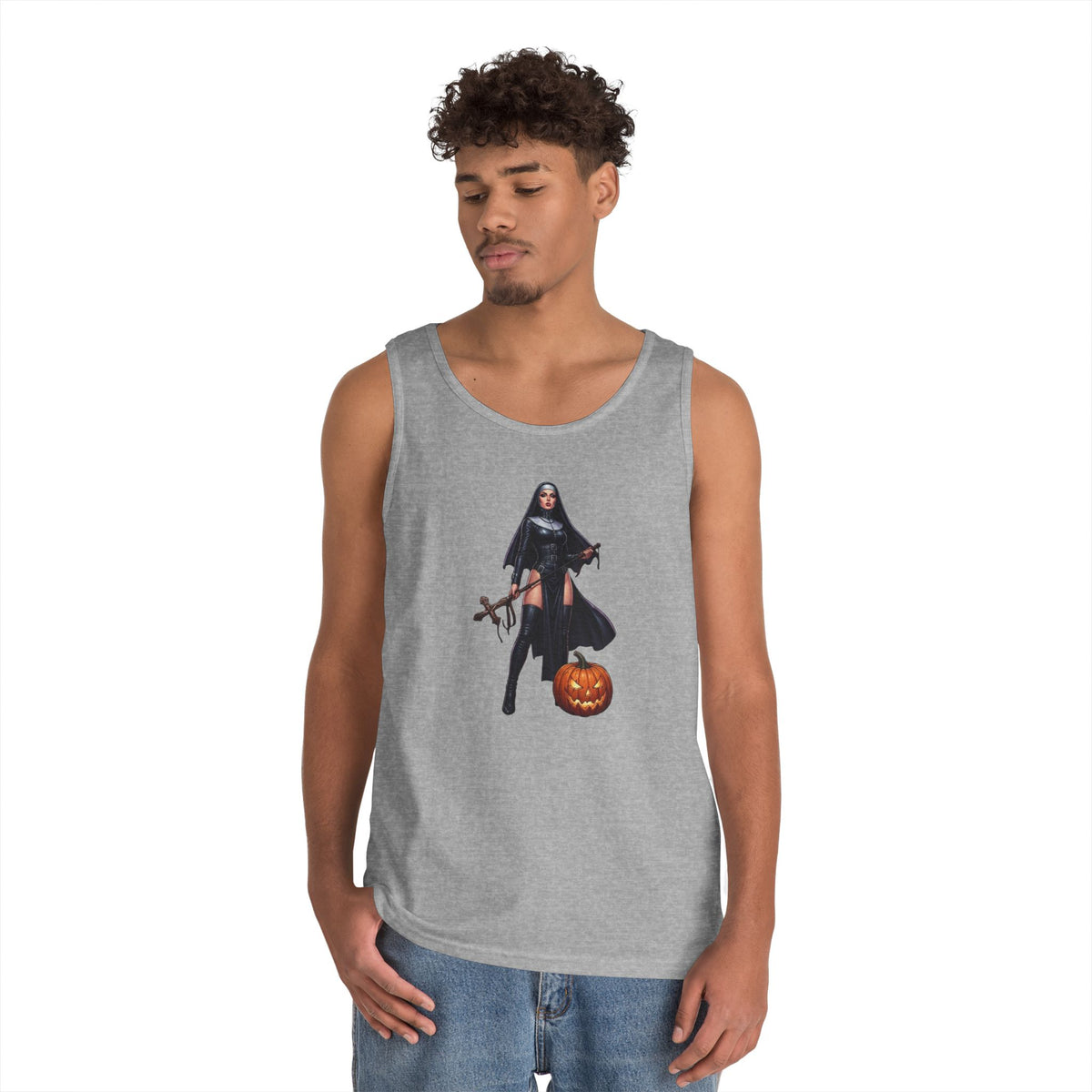 Color: Sport Grey | Sexy Halloween Nun Tank Top