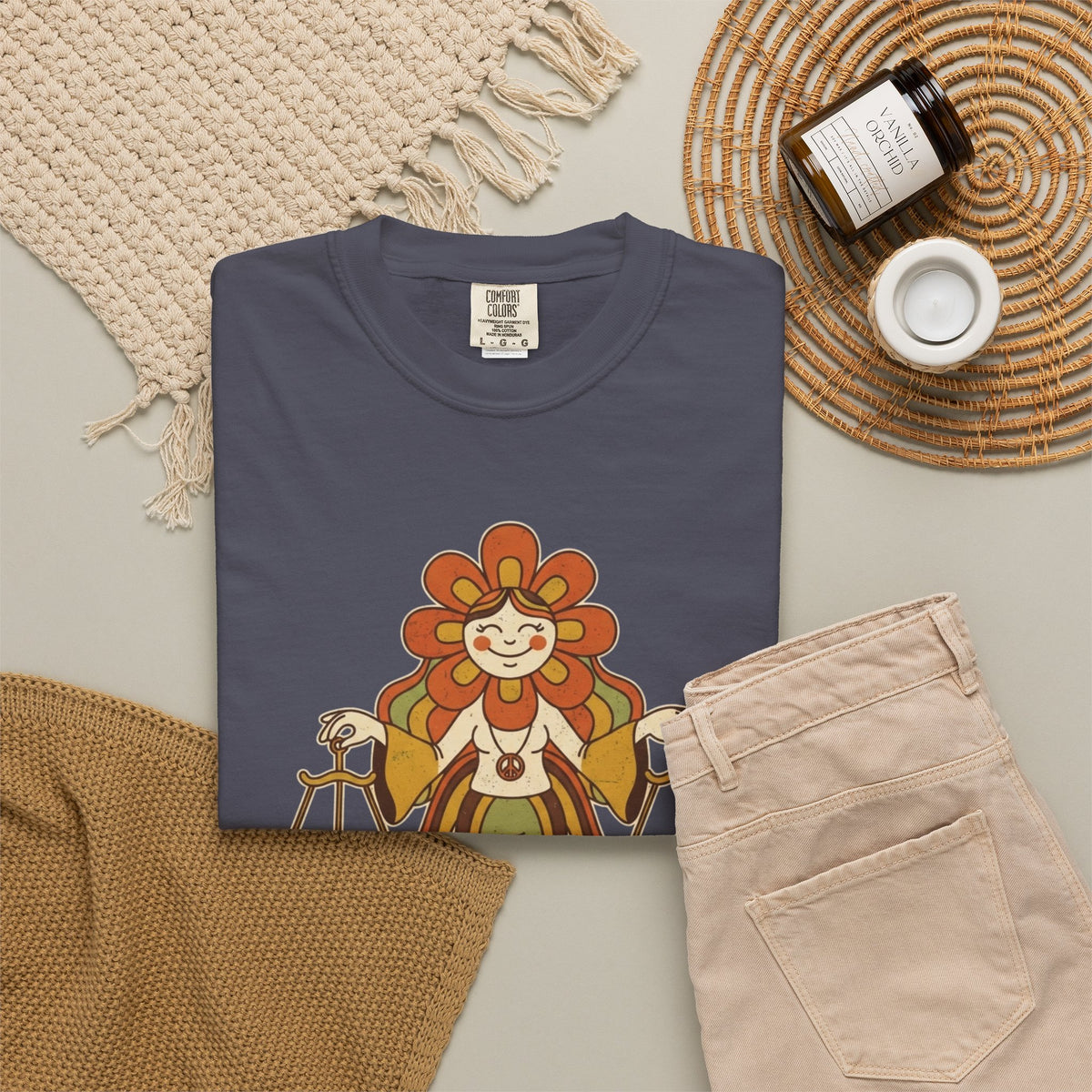 "Retro Mascot Groovy Libra" Unisex Garment-Dyed Tee