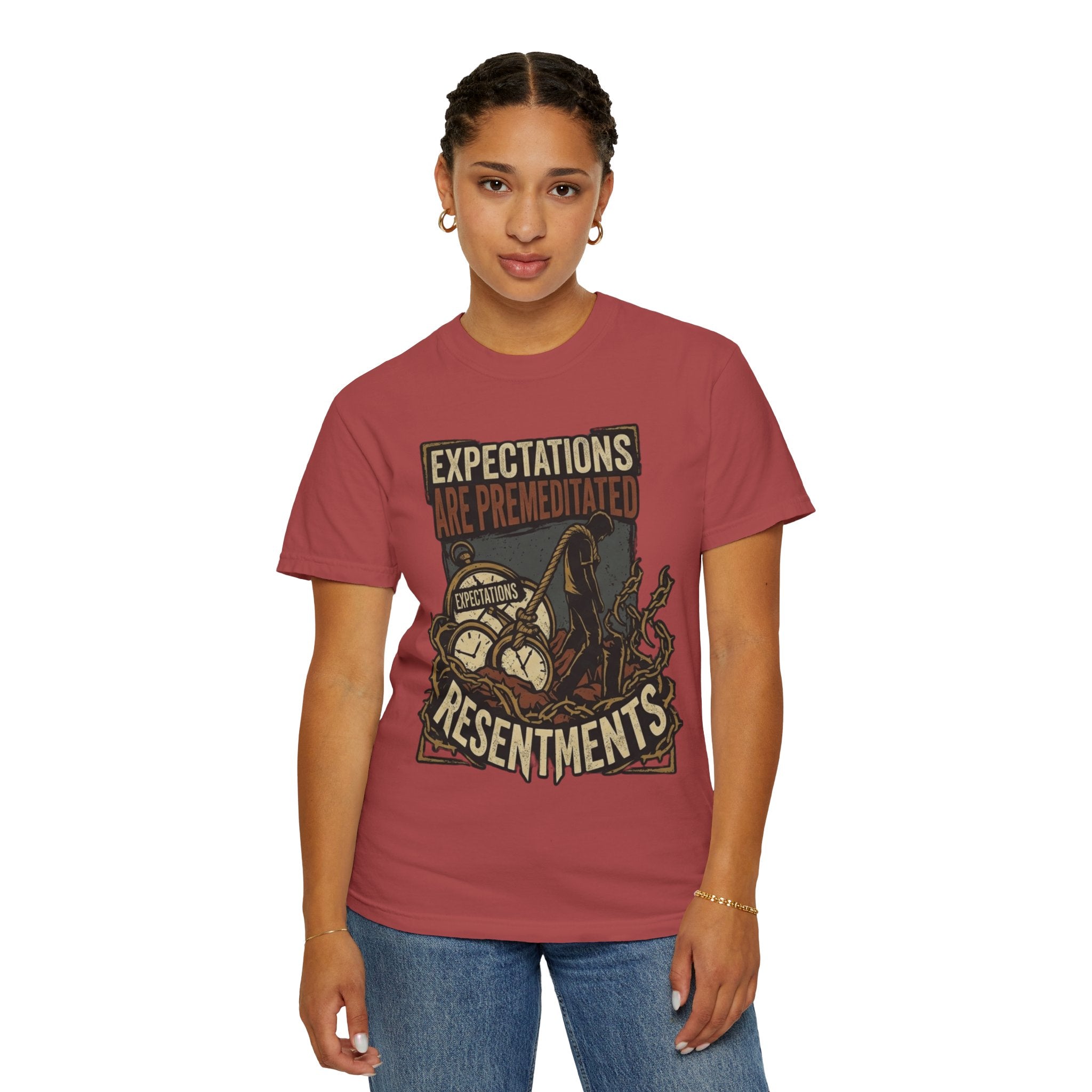 "Expectations Are Premeditated Resentments" Unisex Garment-Dyed Tee