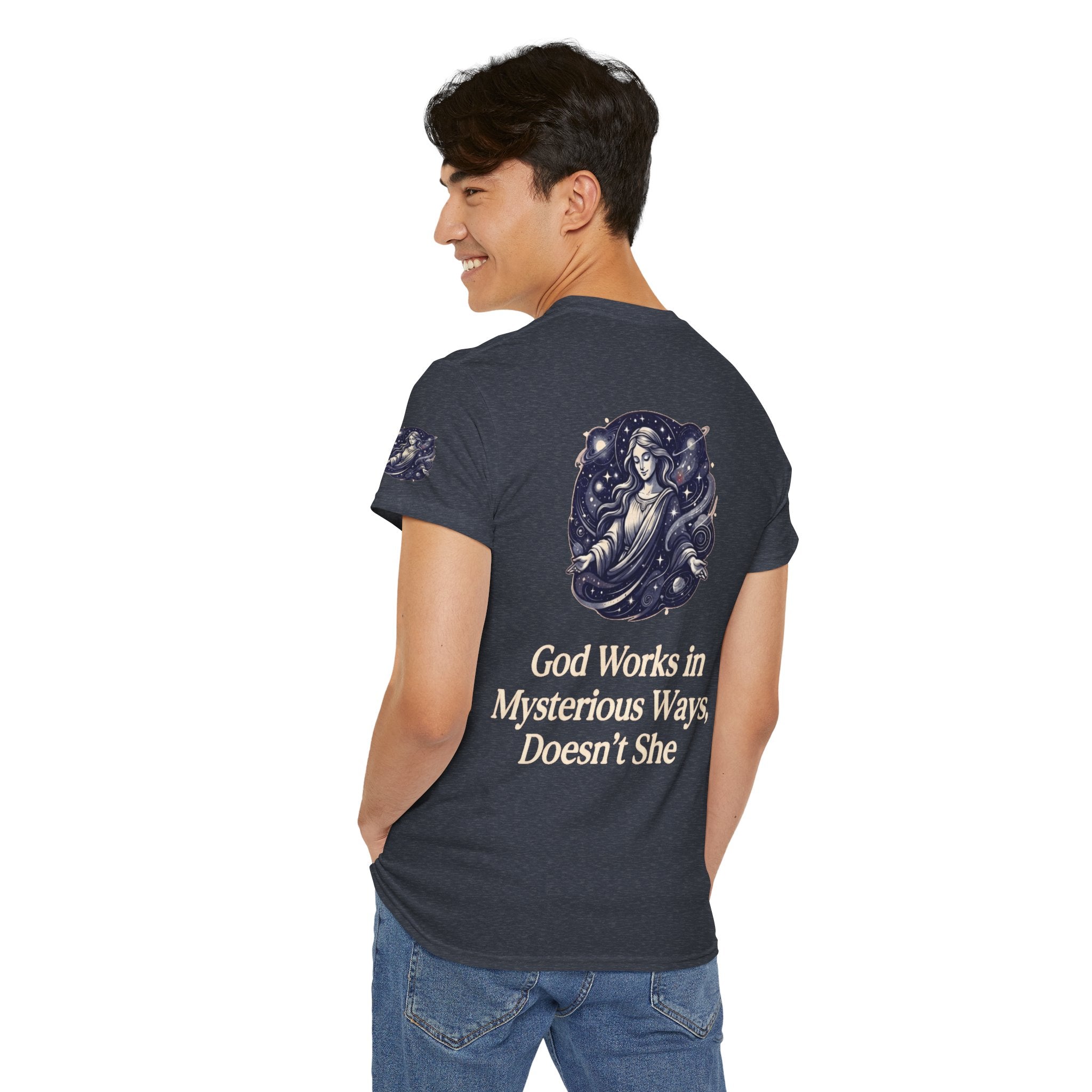 "God Works in Mysteroius Ways" Premium Graphic Tee
