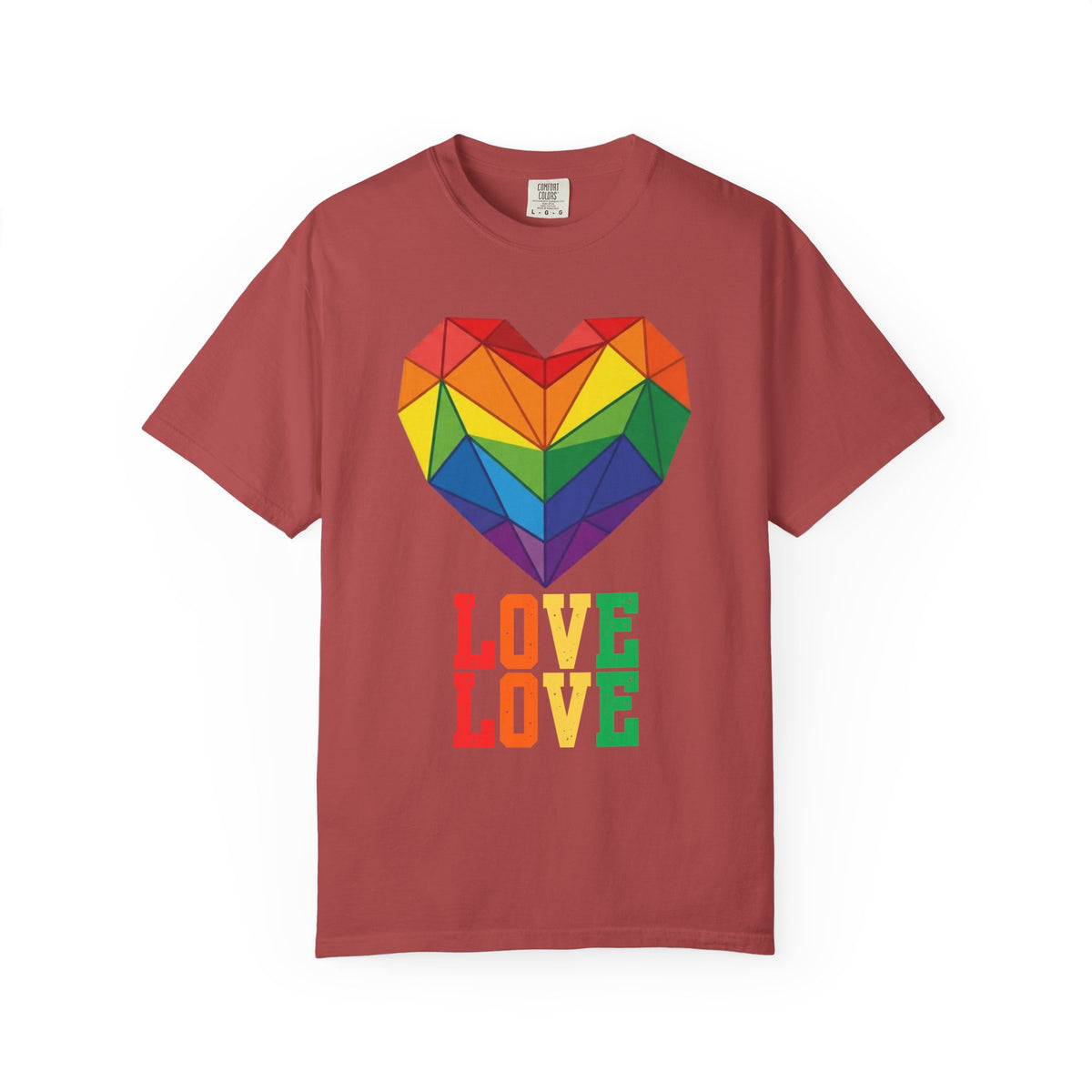 Color: Crimson | LOVE Unisex Garment-Dyed Tee