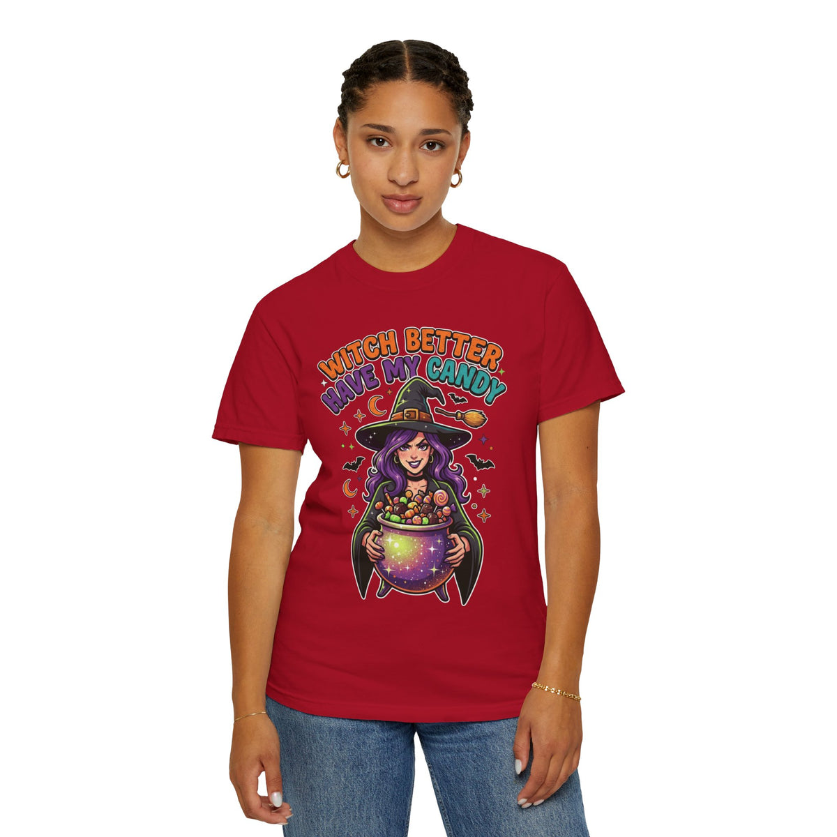 Color: Red | Witch Better Have My Candy Unisex Garment-Dyed Tee
