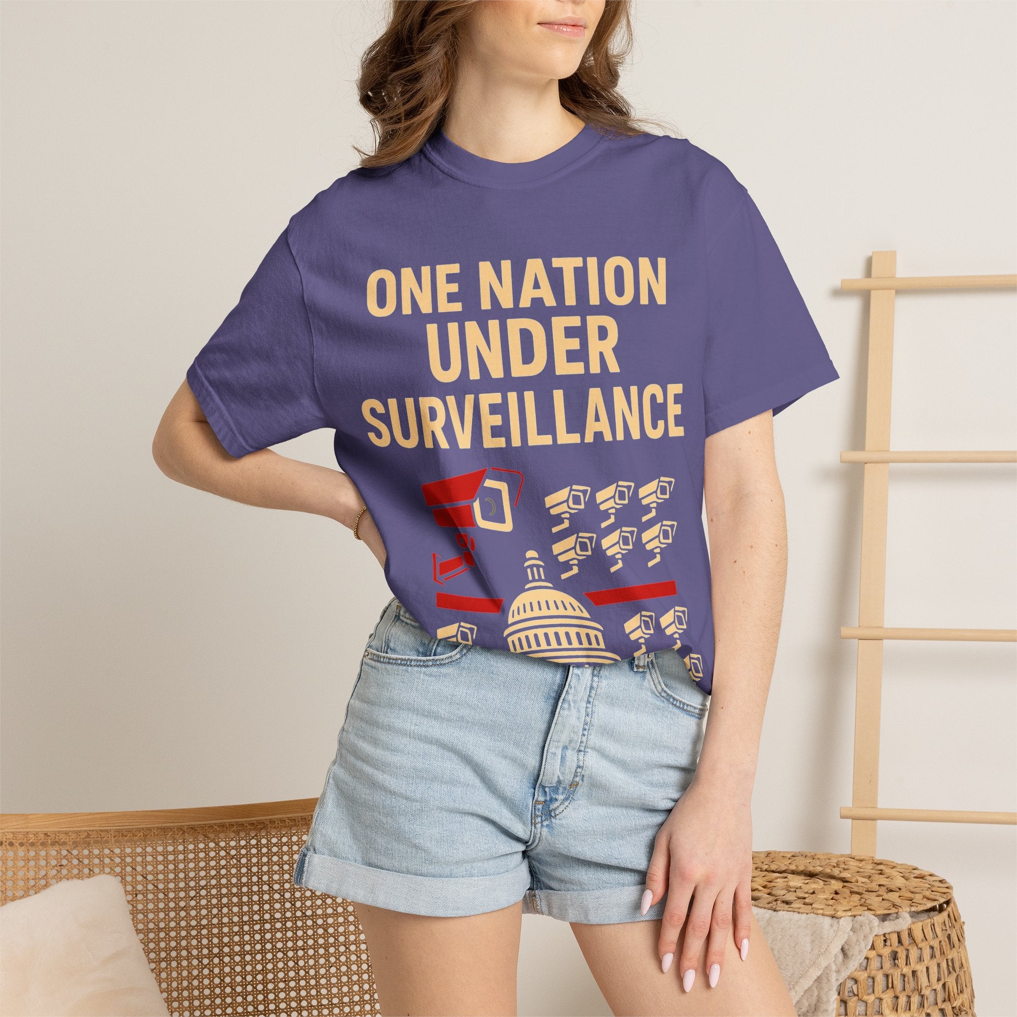"One Nation Under Surveillance T-Shirt" Unisex Garment-Dyed T-shirt