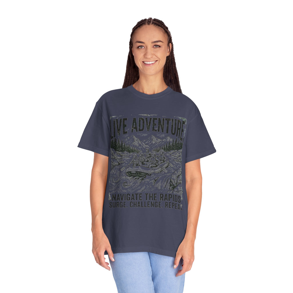 "Live Adventure - Rafting" Unisex Garment-Dyed Tee