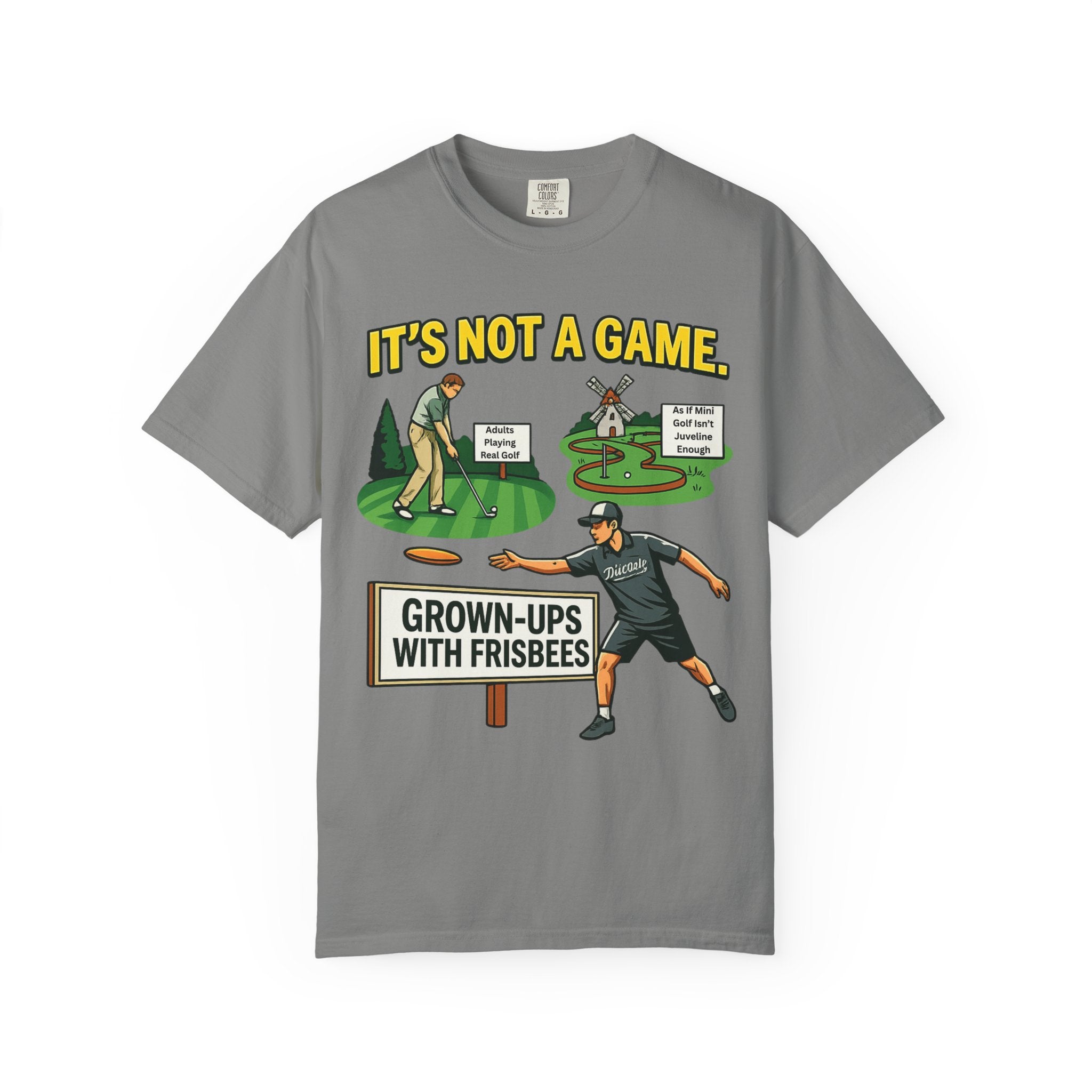 "Grown Ups With Frisbees" Unisex Garment-Dyed T-shirt