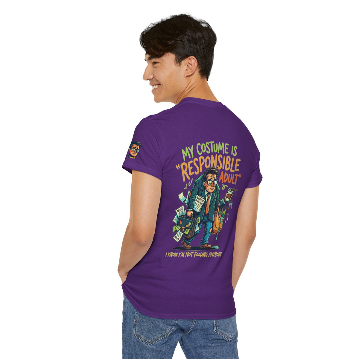 Color: Purple | Responsible Adult Costume Premium Graphic Tee