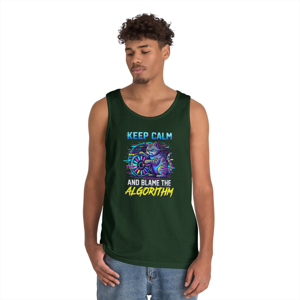 Color: Forest Green | Keep Calm And Blame The Algorithm Tank Top