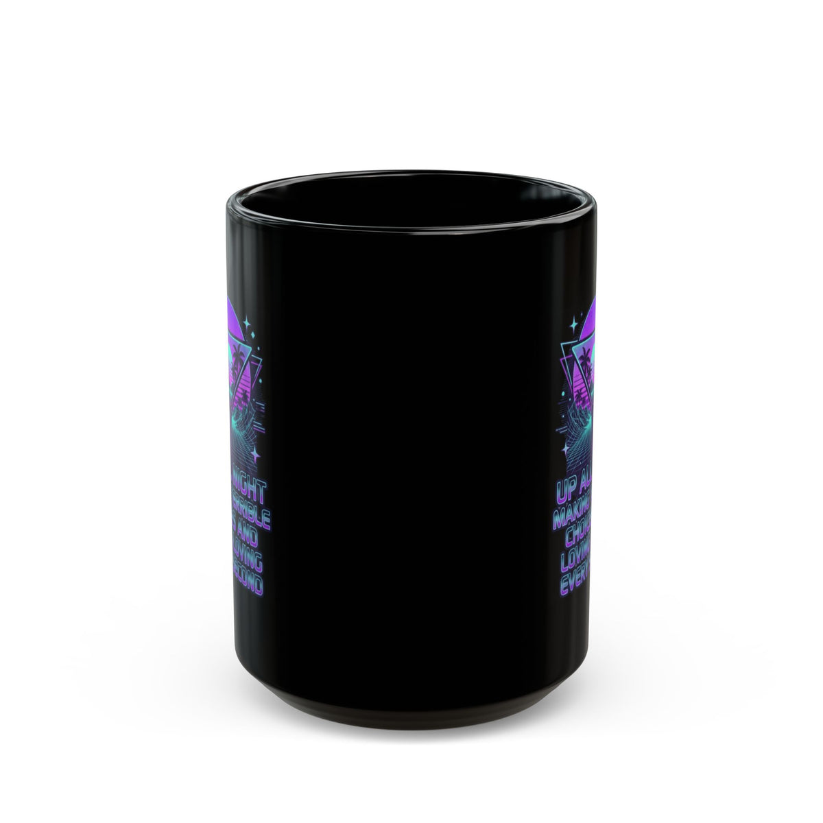 "Up All Night" Black Ceramic Mug