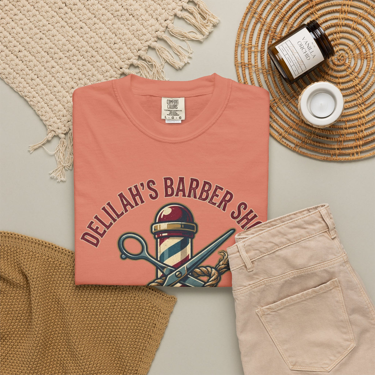 "Good Book Series Delilah's Barber Shop" Unisex Garment-Dyed Tee