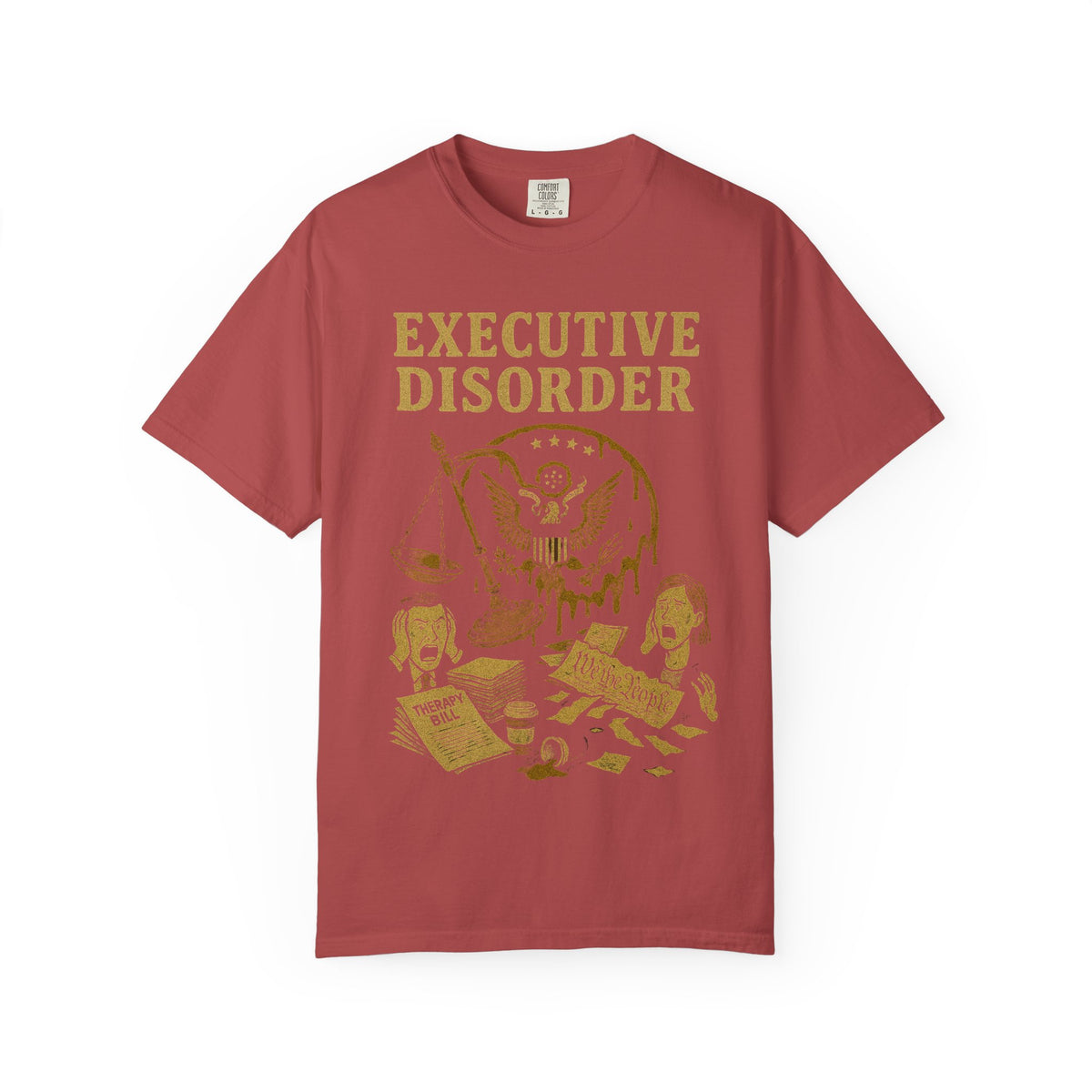 Color: Crimson | Executive Disorder Unisex Garment-Dyed T-shirt